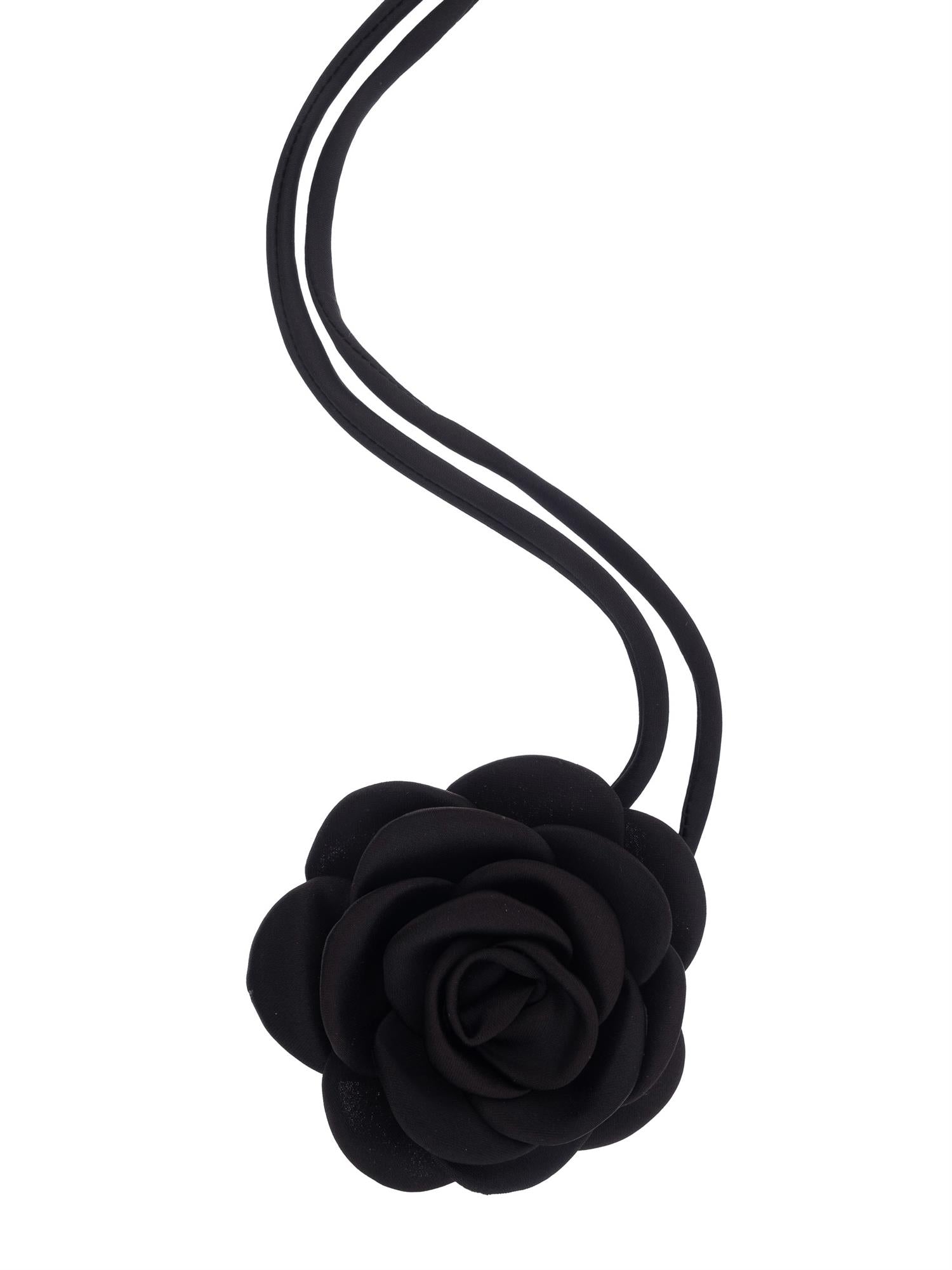 Satin Rose Brooch, Black