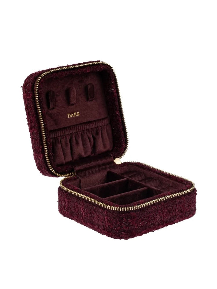 Tweed Jewellery Box Mini, Burgunder