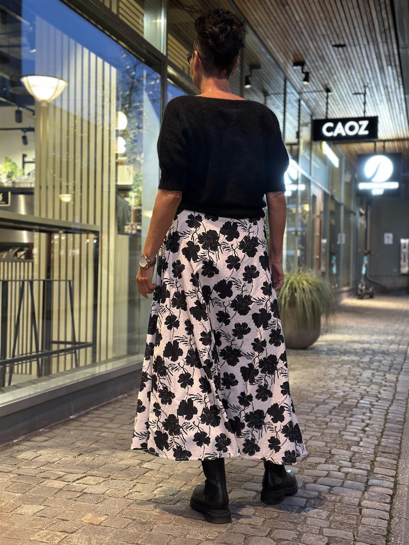 Cord Maxi Skirt, White/Black