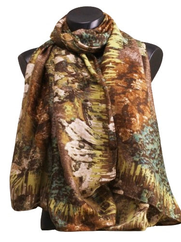 Flower scarf, Taupe/Green