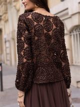 Mesh Blouse, Brown