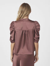 Roella Heavy Sateen Blouse, Dark Rose