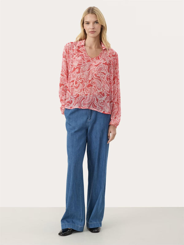 Nicholina PW Blouse, Red Paisley