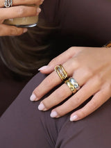 Irene - Stacked Ring Sleek Stainless Steel - Gold and Silver / Size 18