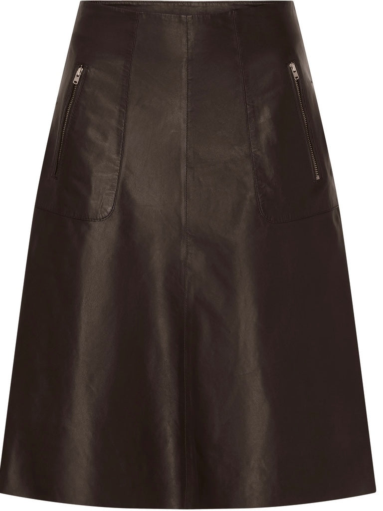 BTFHEIDI Leather Skirt, Brown
