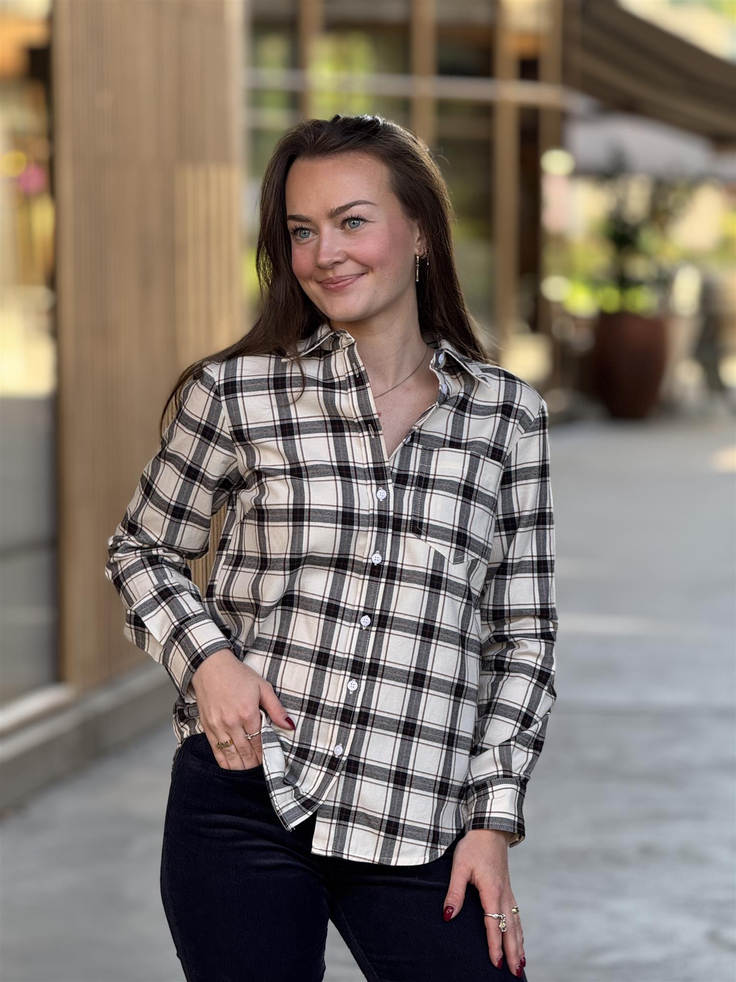 Yana PW Shirt, Navy/Brown