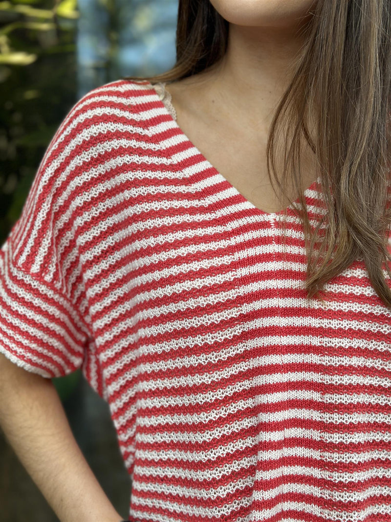 Nailah PW Pullover, Red/White