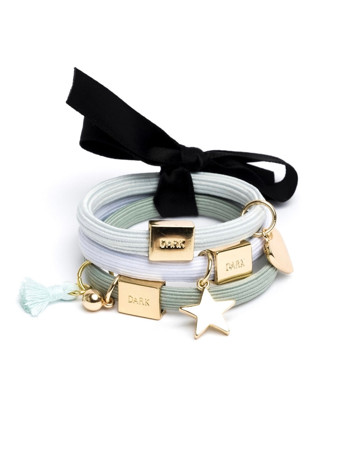 Hair Ties 3 pk Charm Combo, Teal