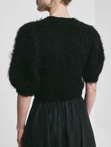 Hairy Knit Puffed Jacket, Black