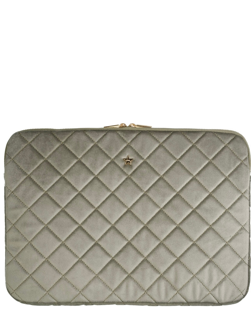 Velvet Quilted Mac Cover, Milieu Green