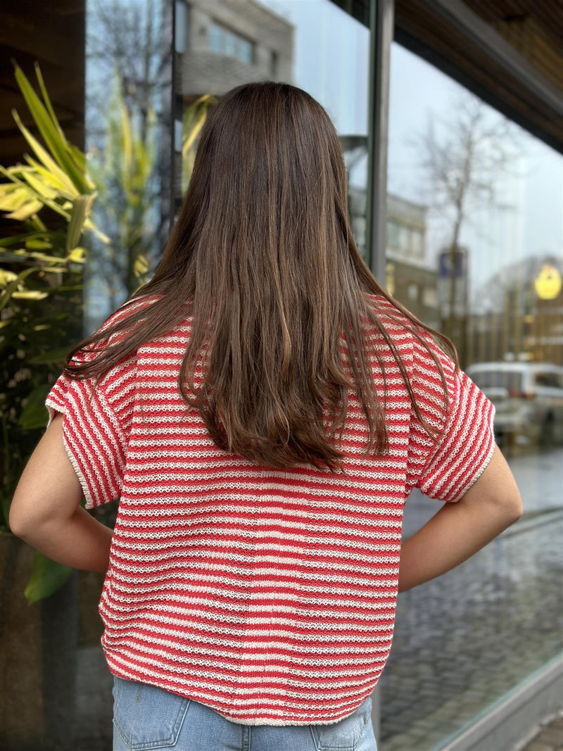 Nailah PW Pullover, Red/White