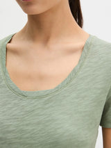 T-shirt, deep round neck twisted, Green