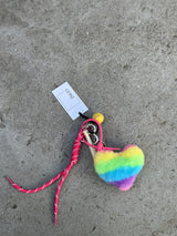 Bag Charm, Rainbow Fluffy Heart