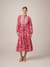 Cotton Slub Midi Dress, Poppy Meadow