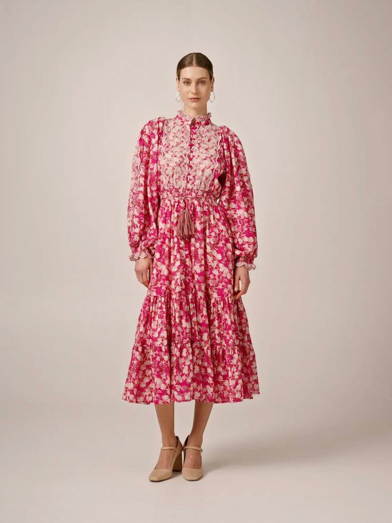 Cotton Slub Midi Dress, Poppy Meadow