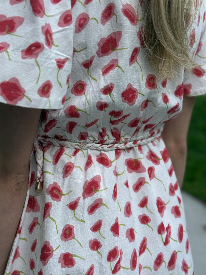 Linen Flared Dress, Romance Petal
