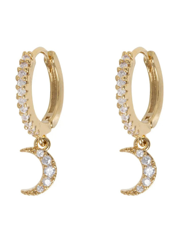 Eliza - Moon Crystal Hoop Earrings