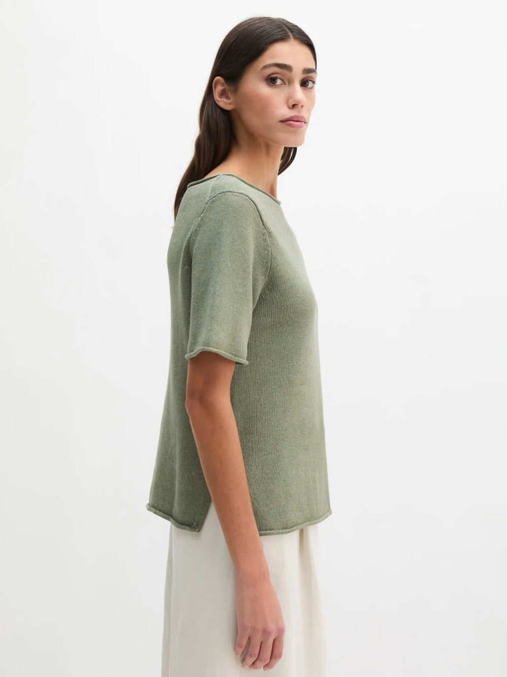 Pullover, shortsleeve, round-neck Green