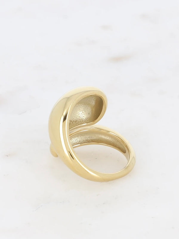 Open ring, 2 rounded shapes, Gold