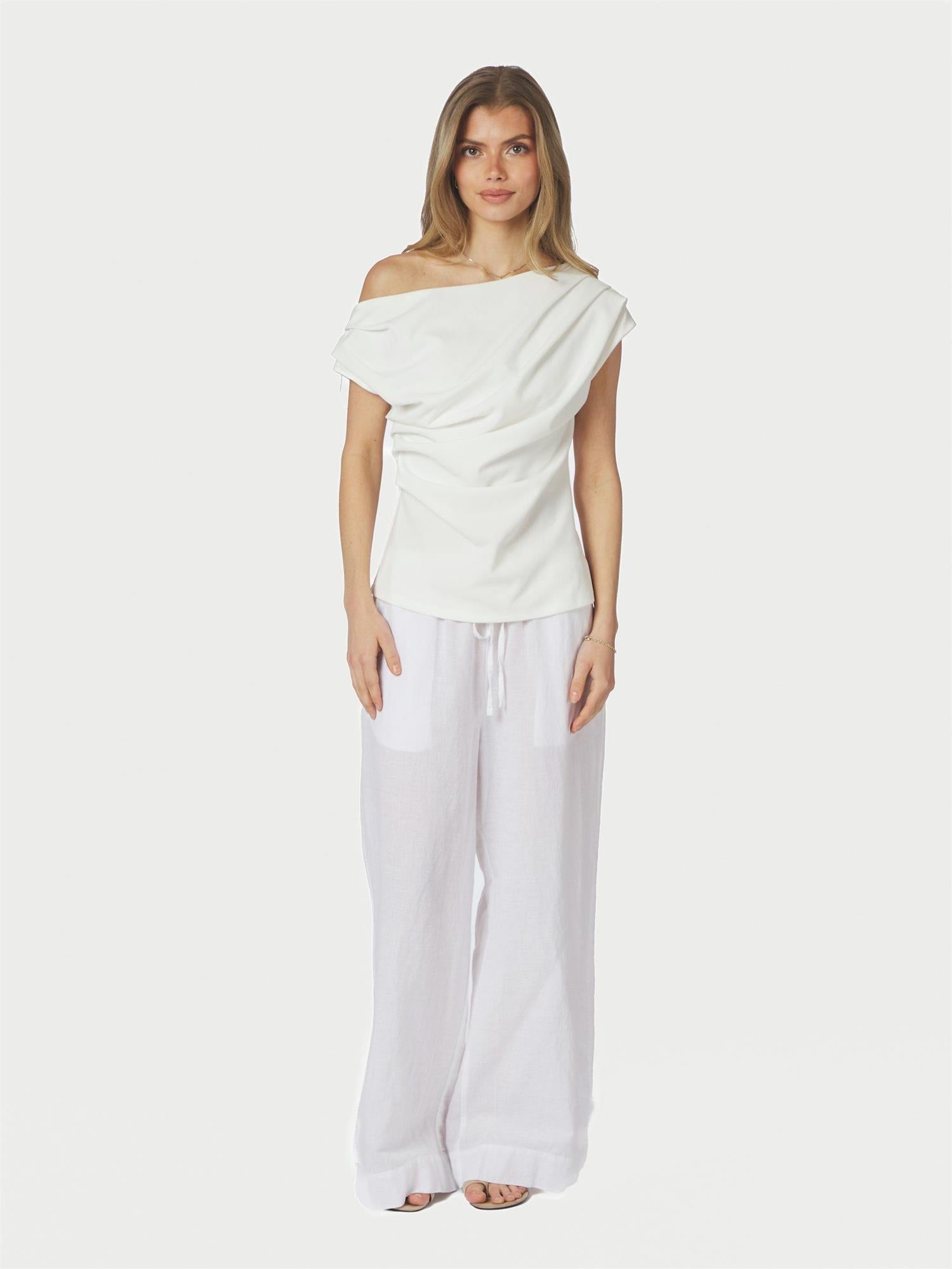 Mabelle Drapy Top, White