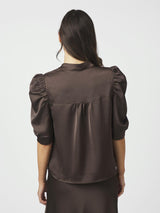 Roella Heavy Sateen Blouse, Dark Brown