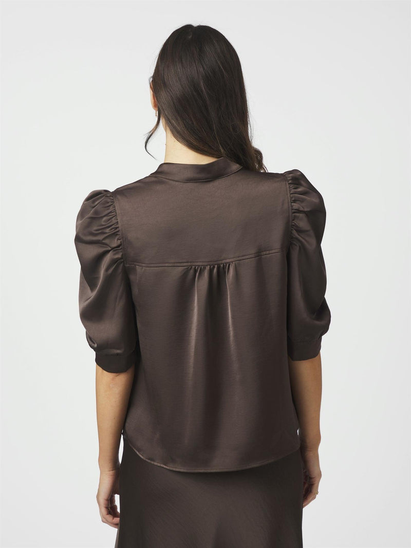 Roella Heavy Sateen Blouse, Dark Brown
