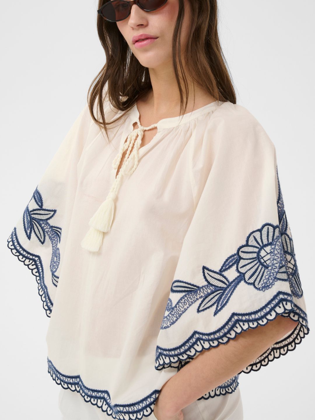 Biancha PW Blouse, White/Blue