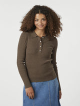 Panama Knit Blouse,Brown