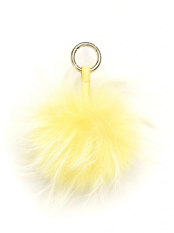 Raccoon Key Ring Pom Pom, Summer Yellow