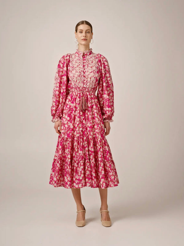 Cotton Slub Midi Dress, Poppy Meadow
