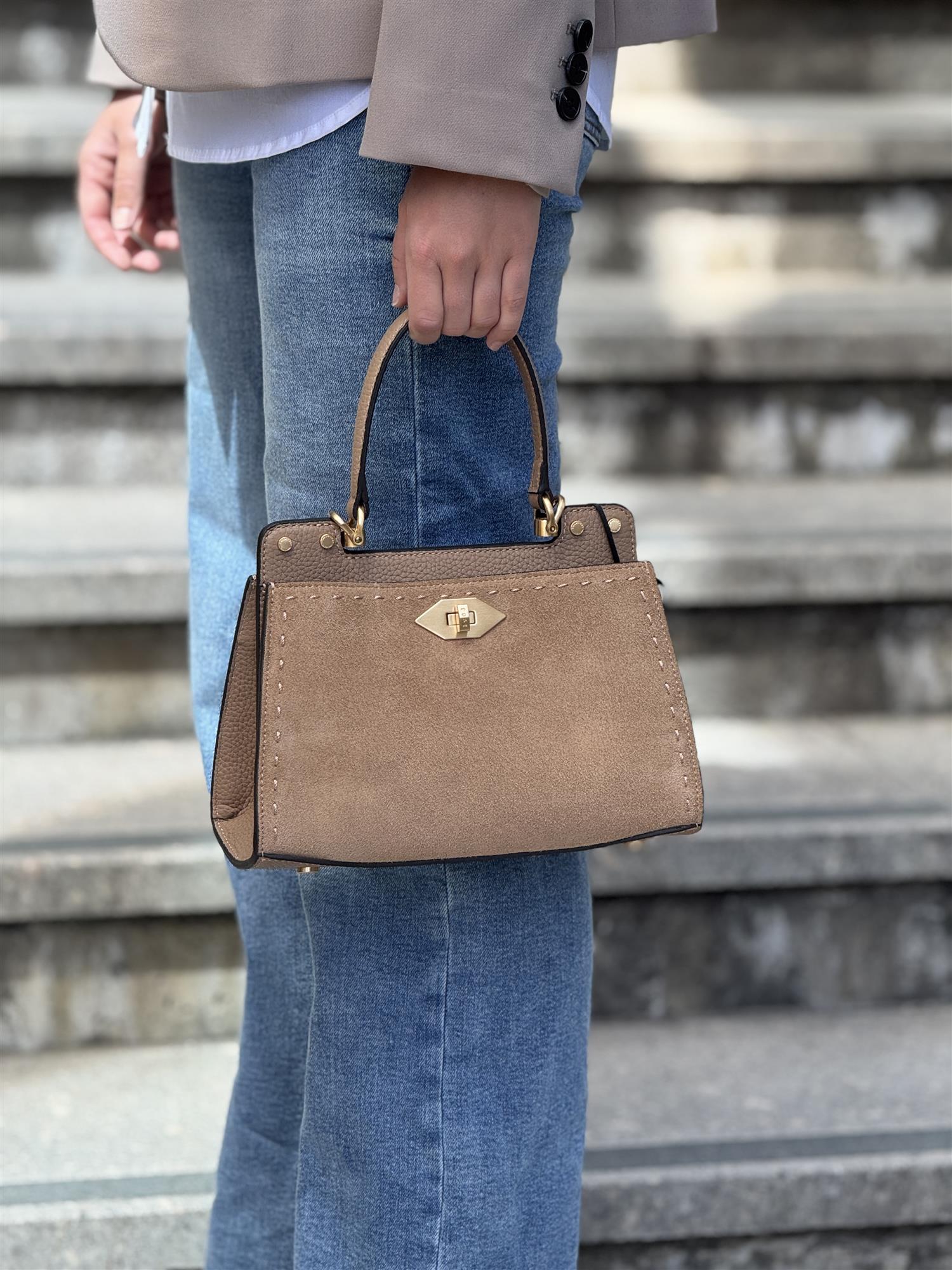 Trianon small, Suede, Mastic