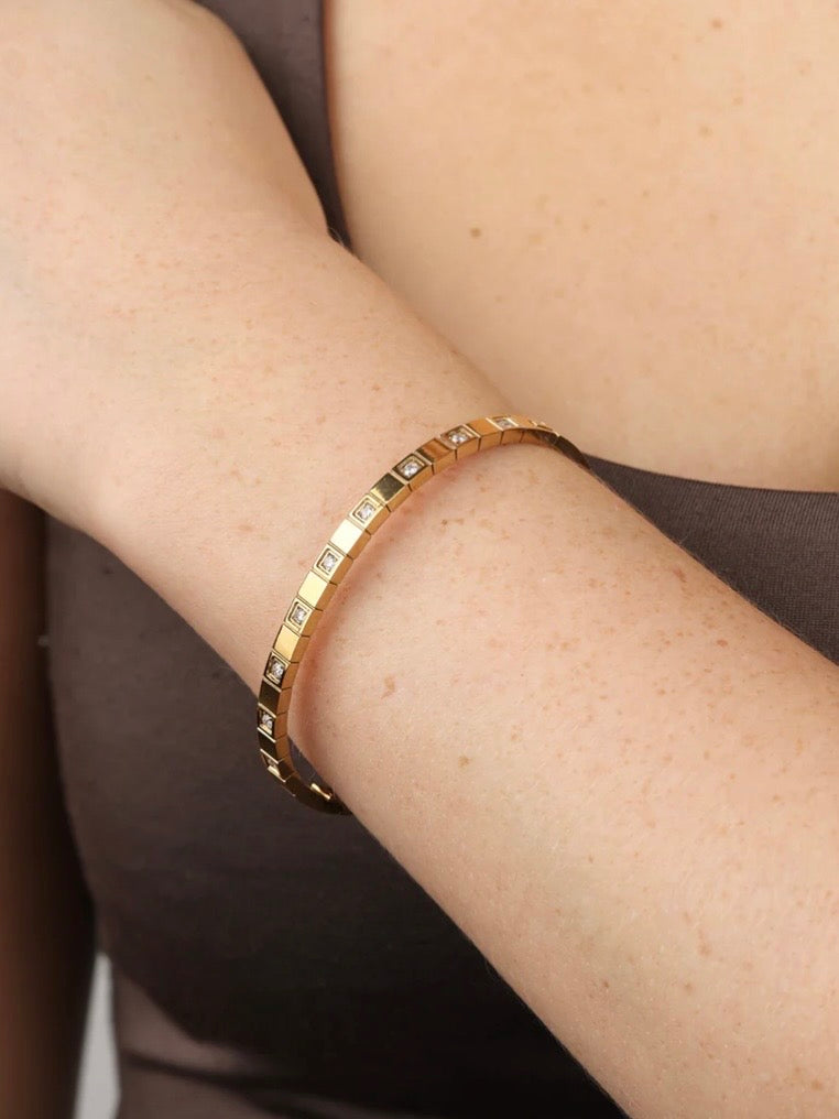 Meg - Crystal Bangle Bracelet Stainless Steel - Gold