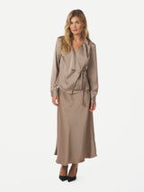 Caprina Heavy Sateen Blouse, Taupe