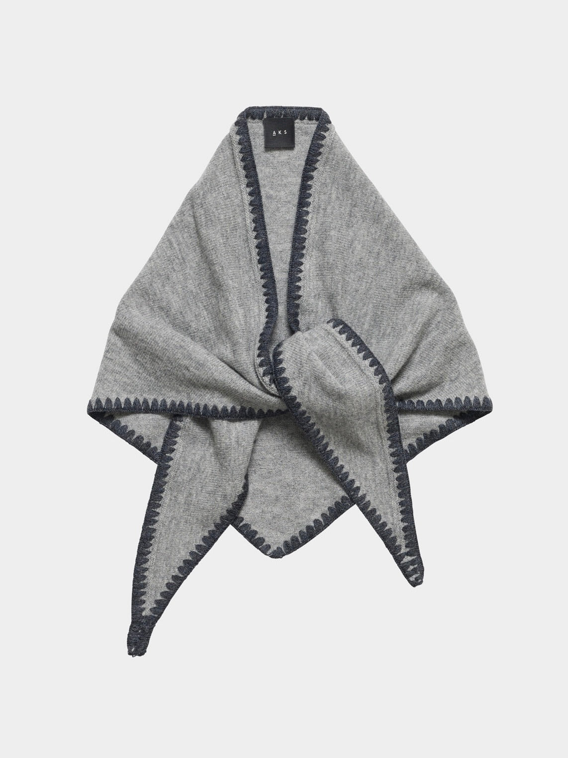 Mina Stitched Merino Scarf, Light Grey