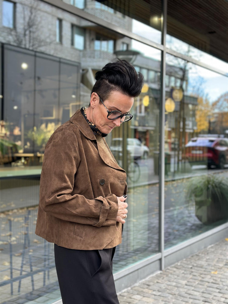 Suede Short Trenchcoat, Brown