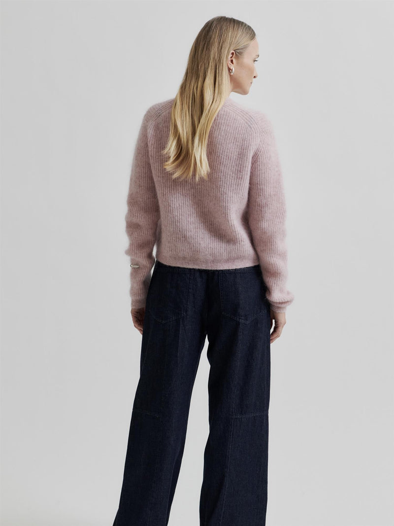 Andrea Knit Rib LS Cardigan, Rose