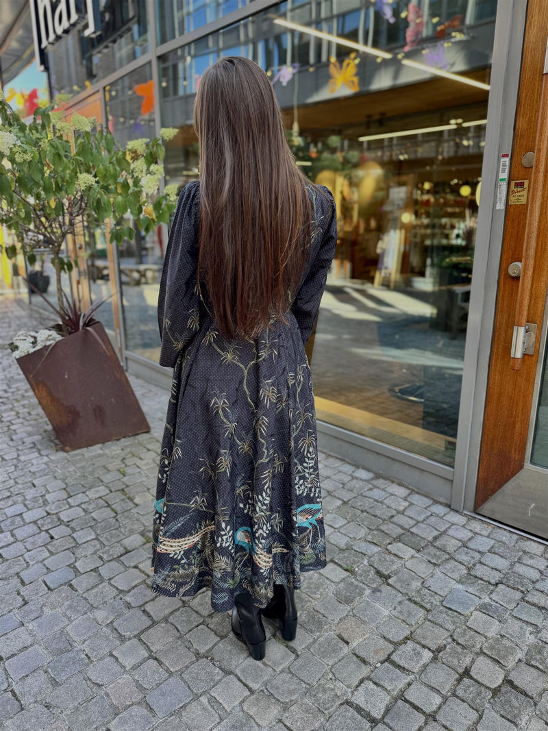 Jacquard Midi Dress, Blue Peacock