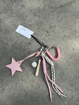 Bag Charm, Pink Leather Star