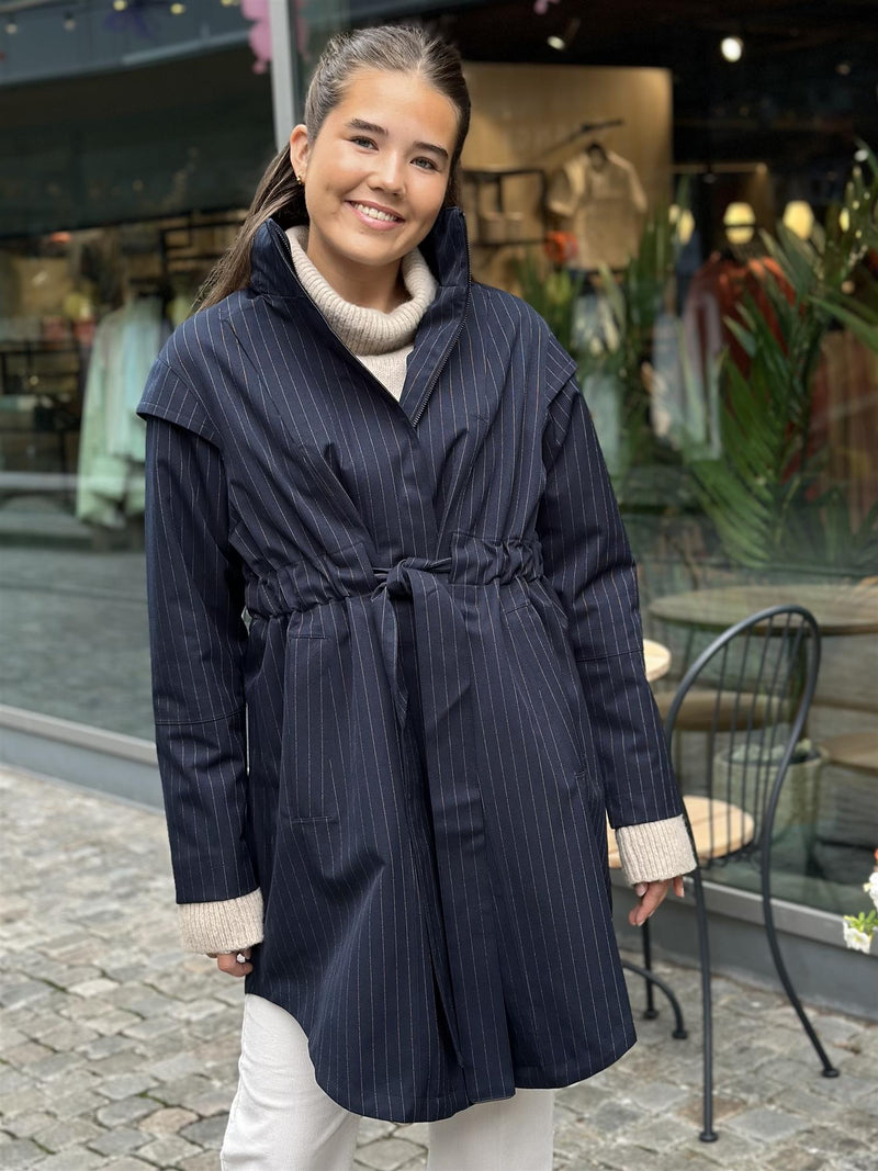 Monsun Coat, Navy pinstripe