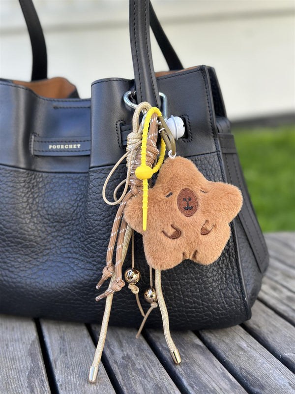 Bag Charm, Fluffy Beige Star