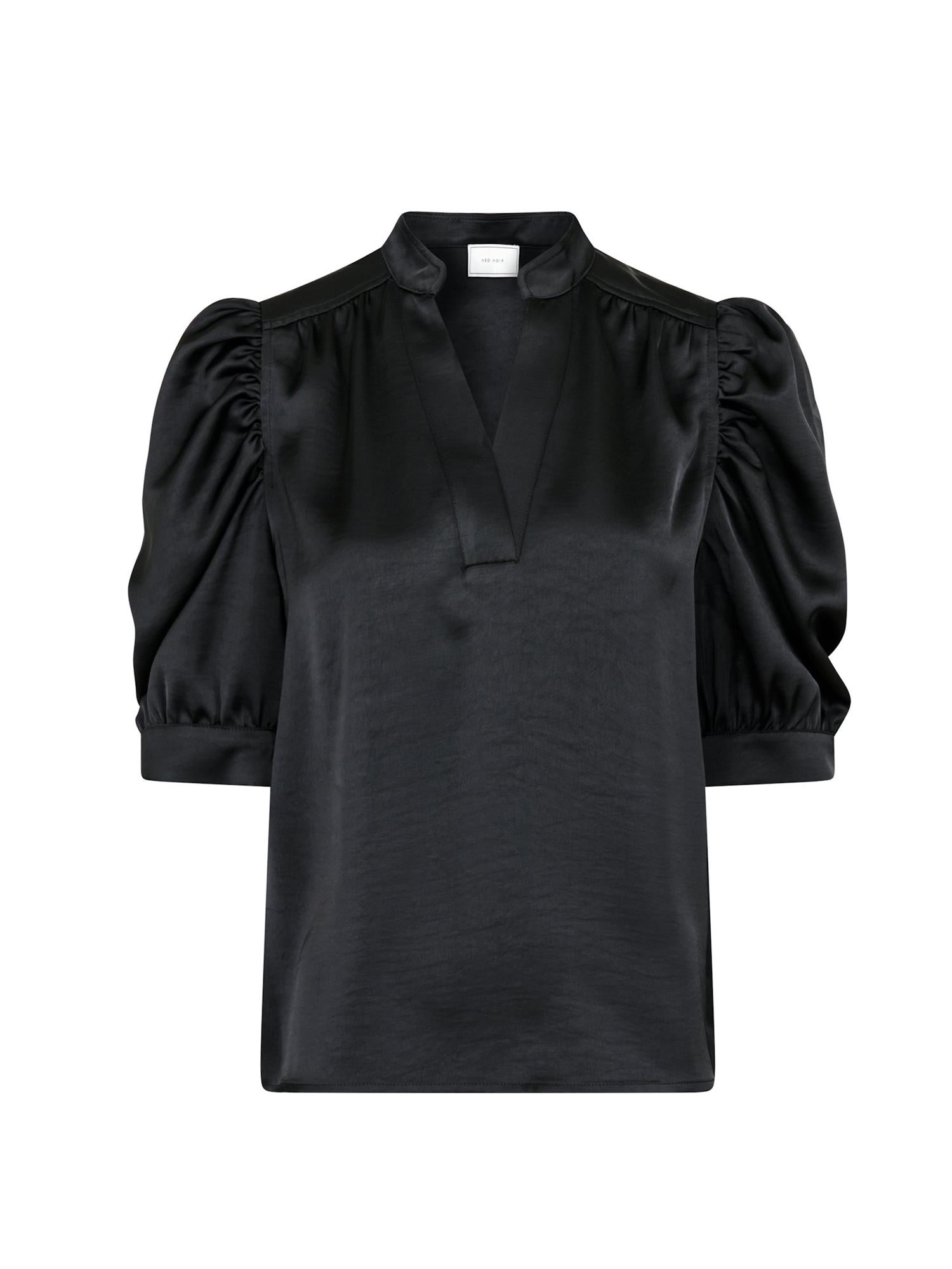 Roella Heavy Sateen Blouse, Black
