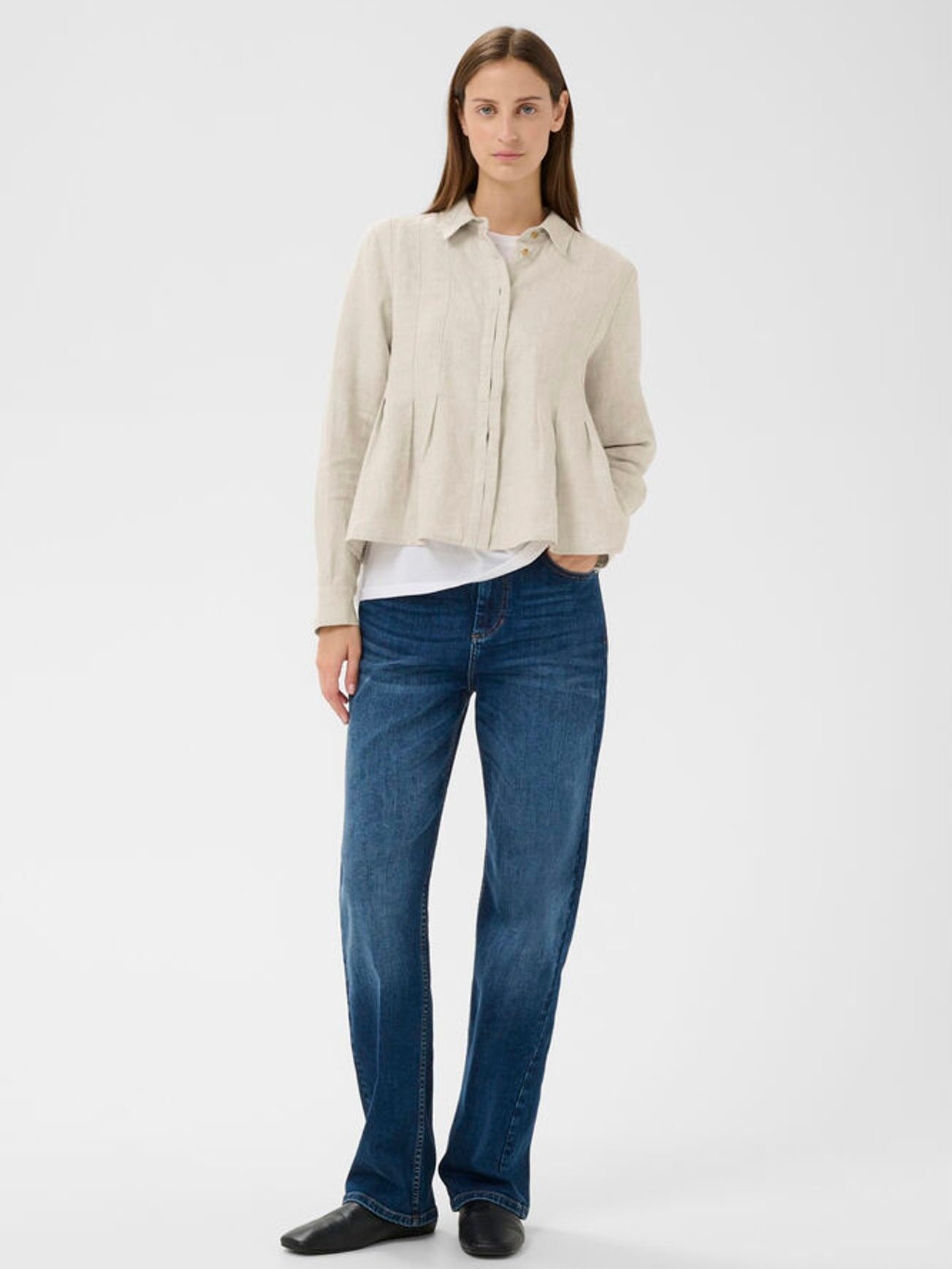 DILANA IW PLEATED SHIRT, Ecru