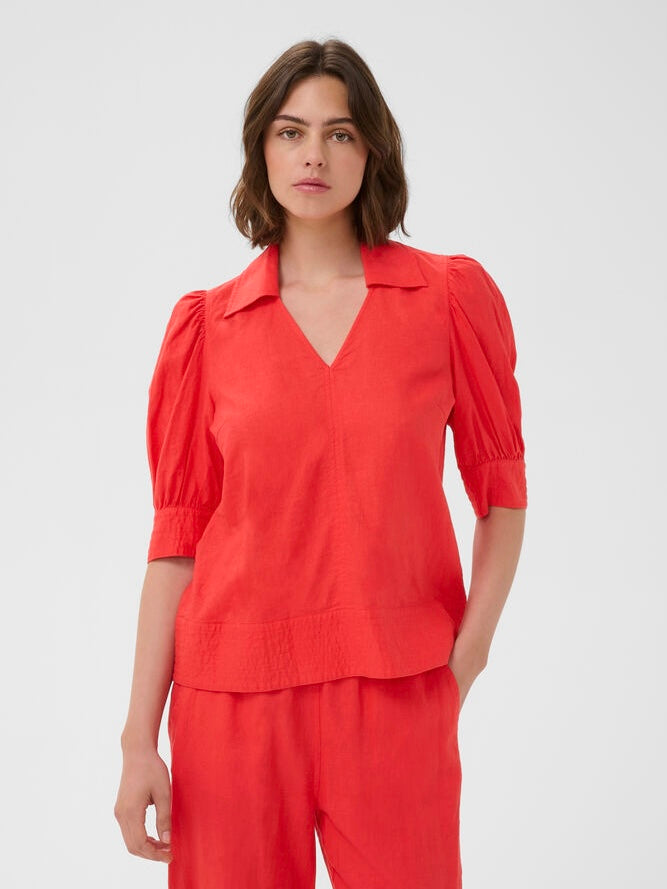 EDITH IW BLOUSE, Poppy Red