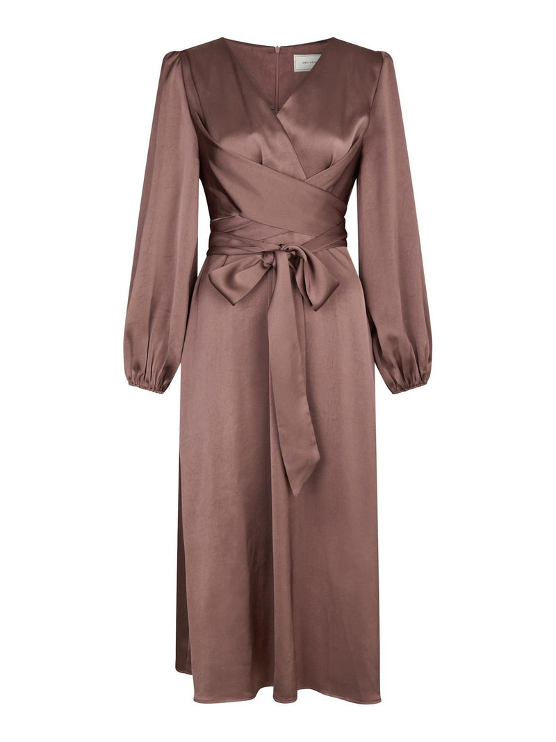 Rimini Heavy Sateen Dress, Dark Rose