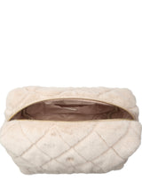 Faux Fur Quilted Make-Up Pouch Large, Sand
