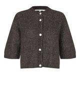 Andrea Knit Rib Cardigan, Dark Brown