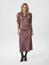 Roella Heavy Sateen Blouse, Dark Rose