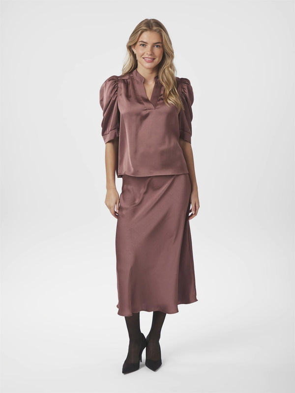 Roella Heavy Sateen Blouse, Dark Rose