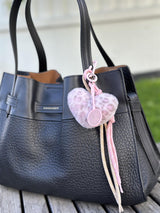 Bag Charm, Pink Fluffy Leo Heart
