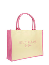 Canvas Tote Medium, "Beach Please" Pale Yellow